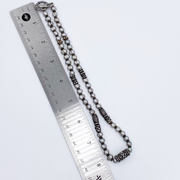 Vintage Freshwater Baroque Grey Pearl with Sterling Silver Spacers necklace - Picture 7 of 8